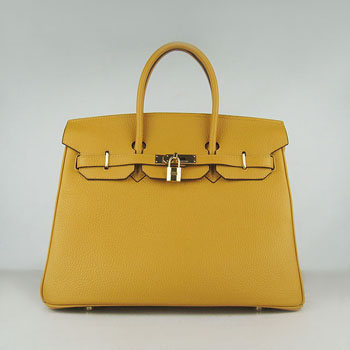 Hermes Birkin 35Cm Togo Leather Handbags Yellow Gold